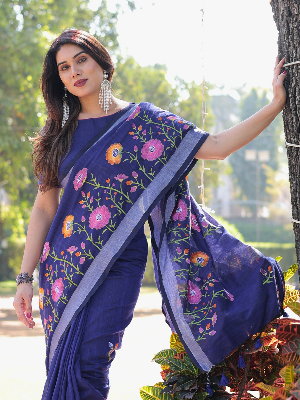 Enchanted Garden cotton saree with blouse