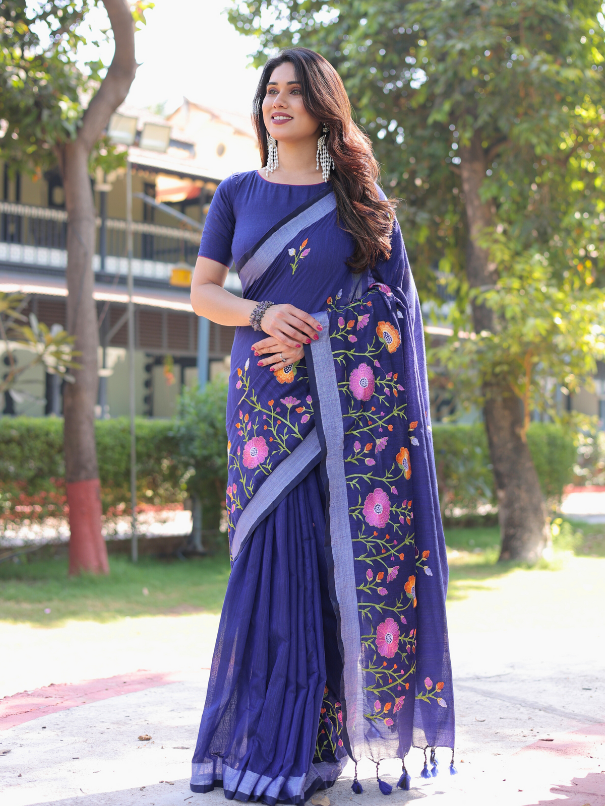 Enchanted Garden cotton saree with blouse