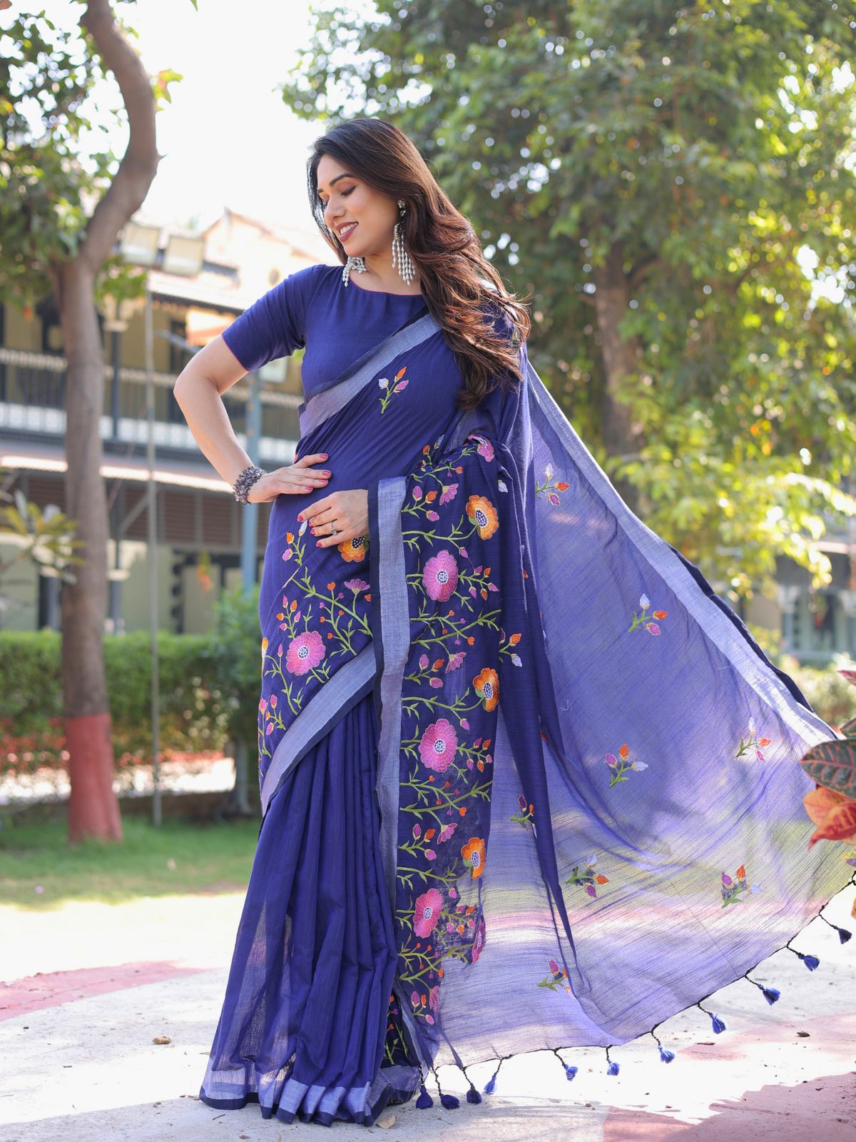 Enchanted Garden cotton saree with blouse