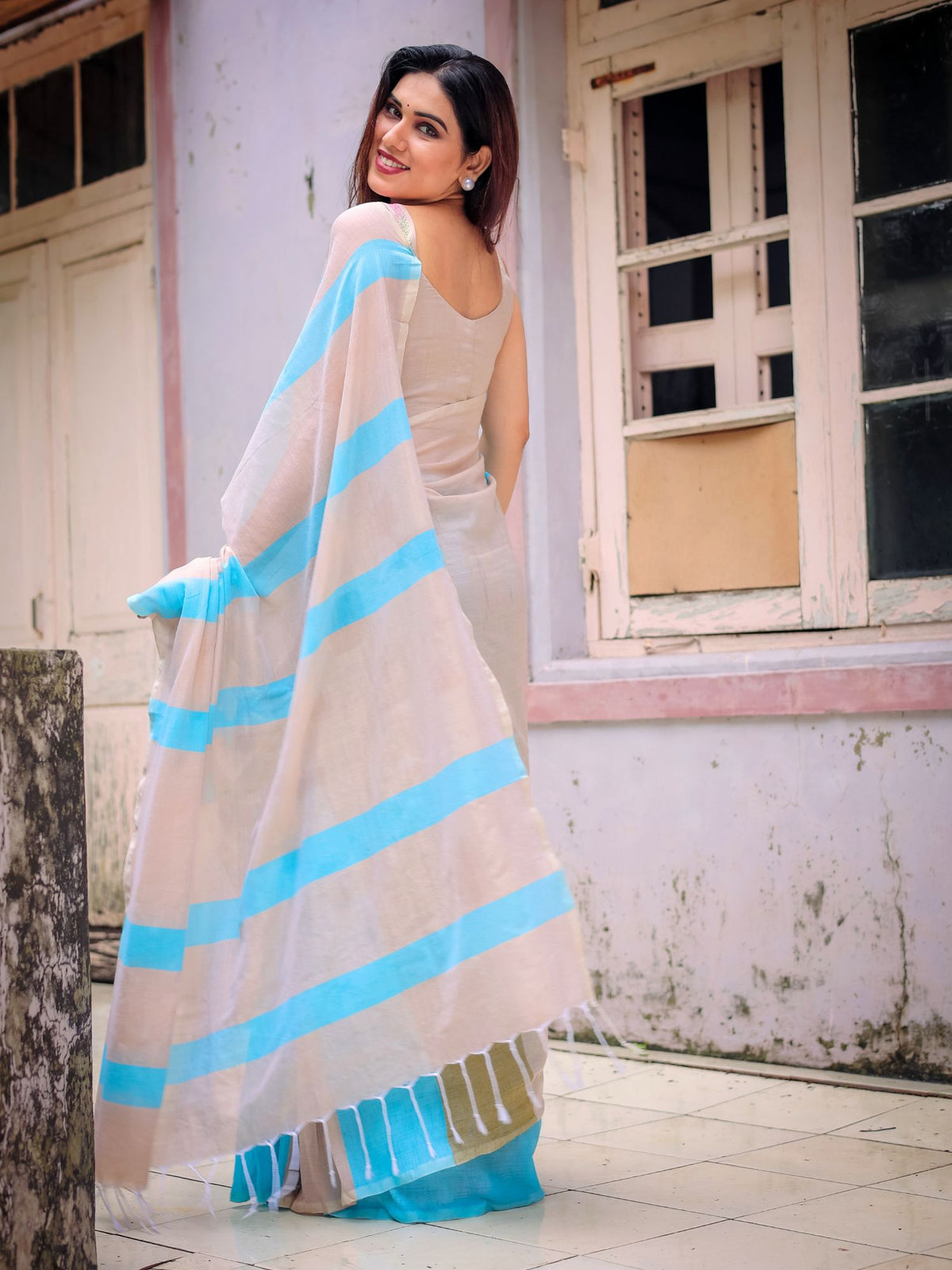 Prabha cotton saree with blouse