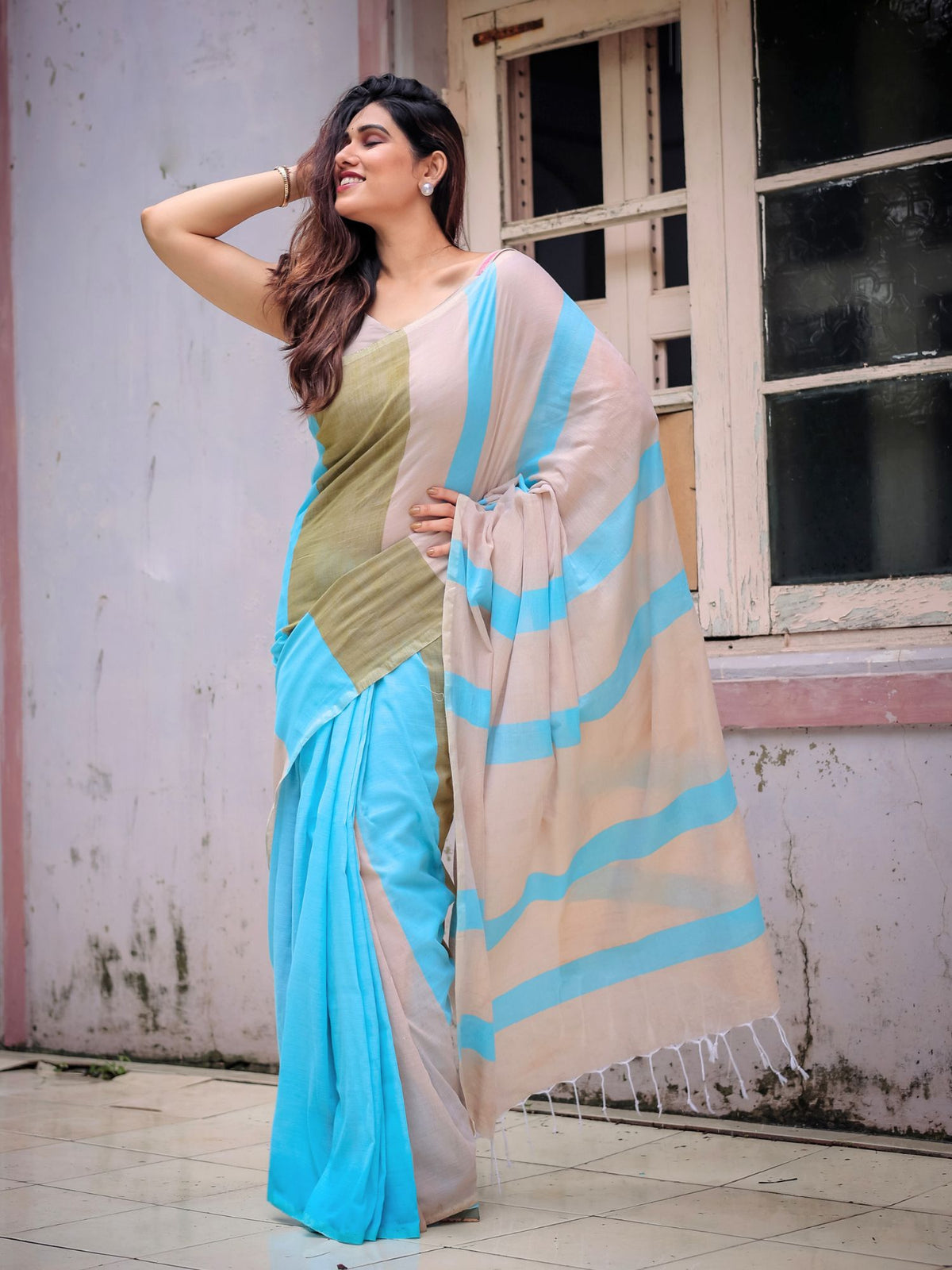 Prabha cotton saree with blouse